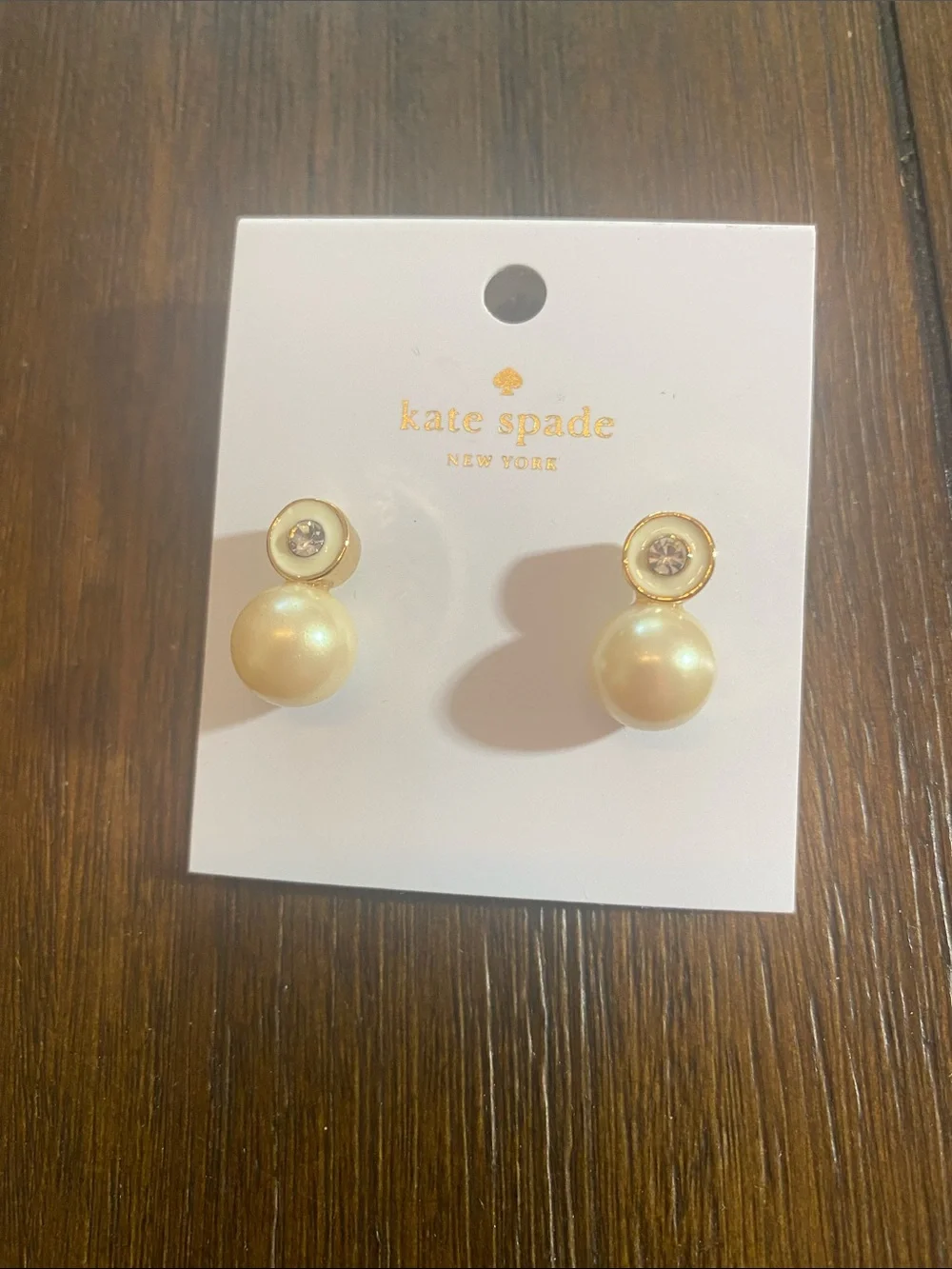 kate spade Gold and Cream Pearl Drop Stud Earrings